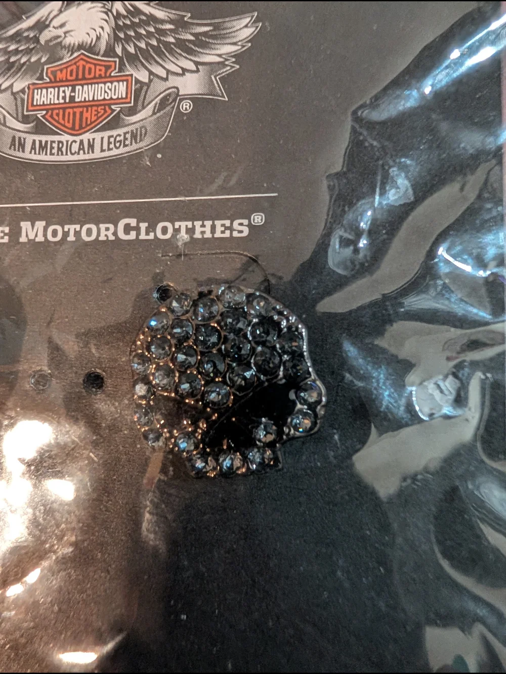 Harley-Davidson Gunmetal Black Crystal Skull Stud Earrings